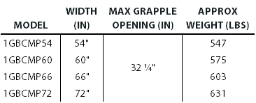 Compact Grapple Bucket Table